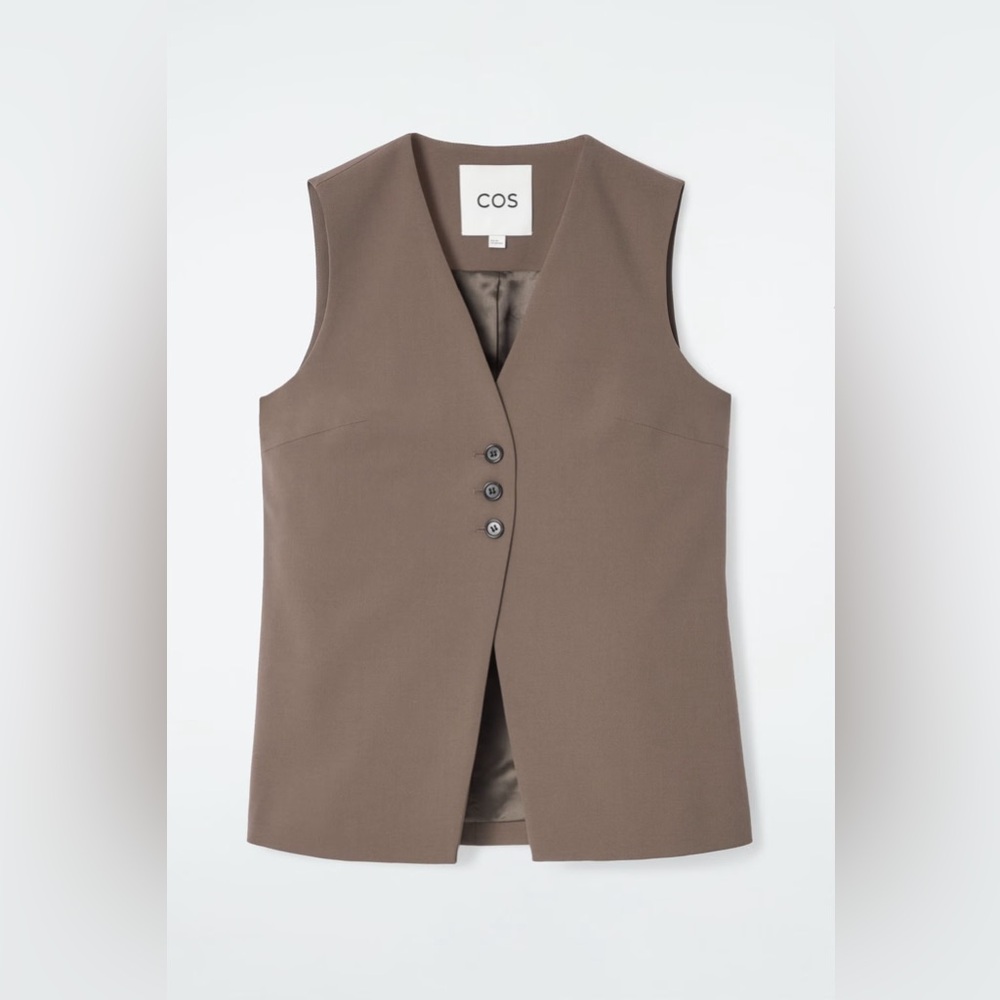 COS Taupe Sleeveless Button-Front Vest
